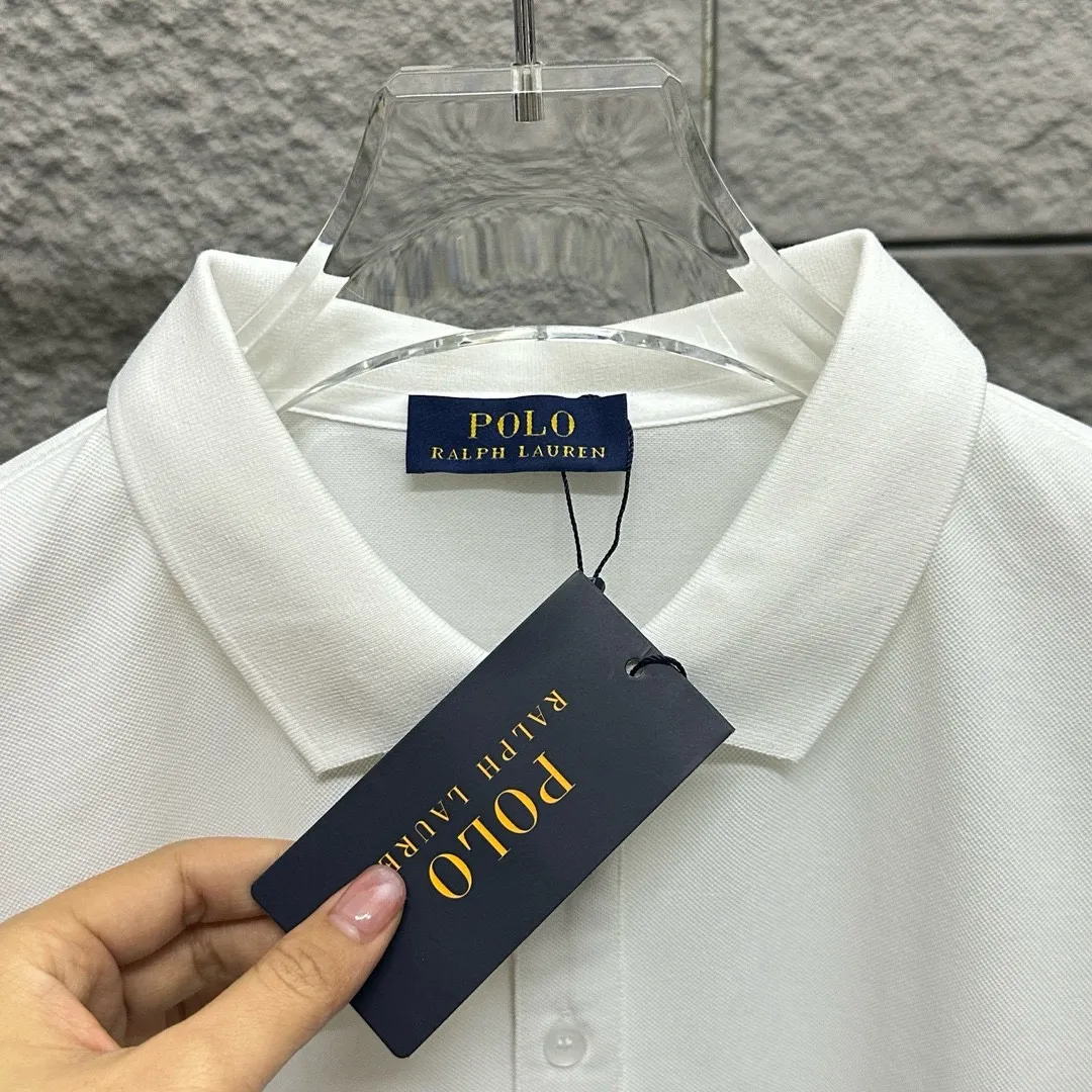 P150 Ralph Lauren POLO 2025 spring and summer new style simple logo letter embroidered pique fabric short-sleeved polo for men and women Size: M L XL 2XL 3XL Color: black white